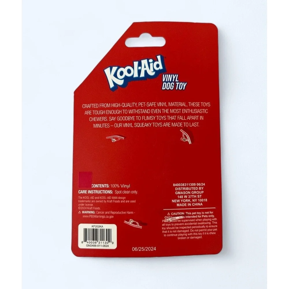 Brand new Kool-Aid Squeak Vinyl Dog Toy. Crafted from high quality Vinyl